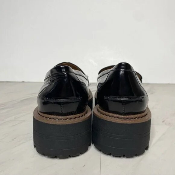 Sam Edelman Laurs Lug Sole Black Faux Leather Loafer 6 1/2 M - Picture 4 of 8